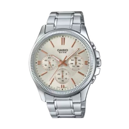 Casio General MTP-1375D-7A2VDF White Dial Multi Hands Stainless Steel Strap Men Watch